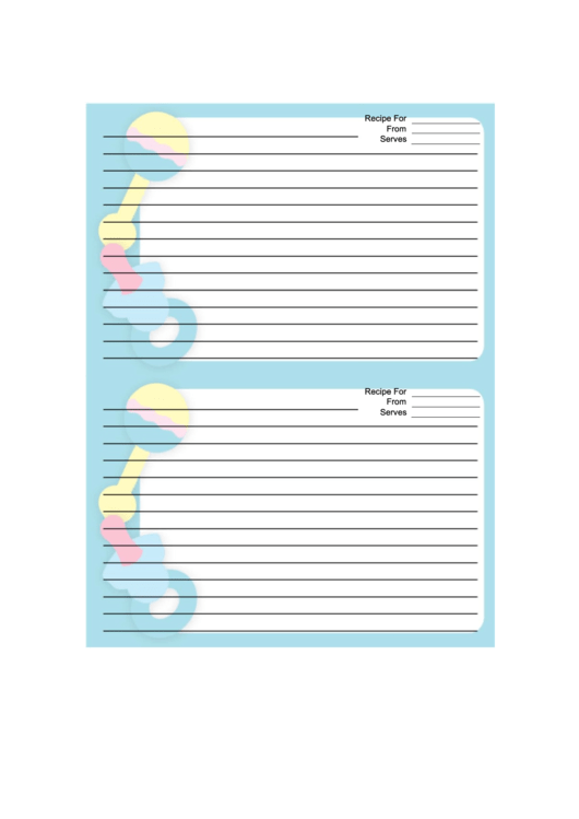 Blue Baby Rattles Recipe Card Template Printable pdf