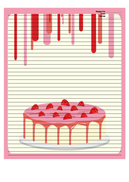 Pink Strawberry Cake Recipe Card 8x10 Printable pdf