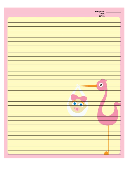 Pink Stork Recipe Card 8x10 Printable pdf