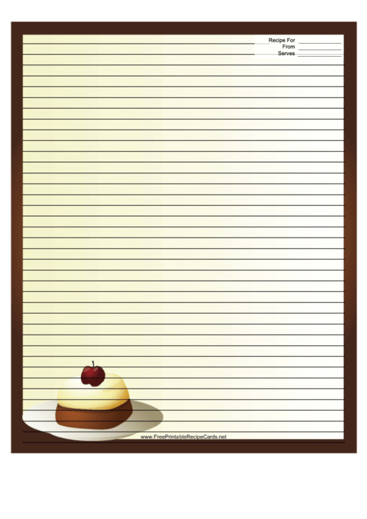 Brown Dessert Recipe Card 8x10 Printable pdf