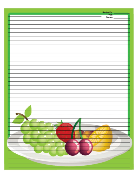 Green Fruit Recipe Card 8x10 Printable pdf