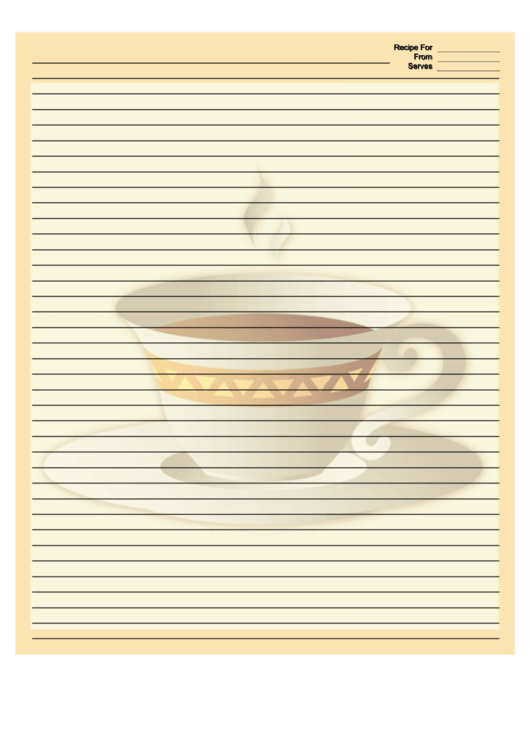 Cup Yellow Border Recipe Card 8x10 Printable pdf