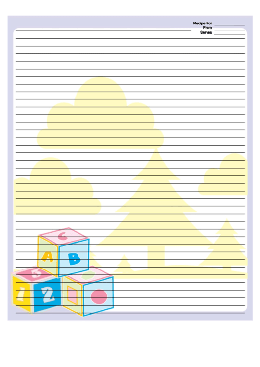 Purple Blocks Recipe Card 8x10 Printable pdf