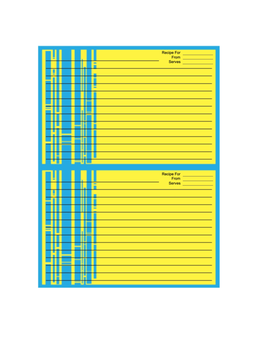 Blue Lines Recipe Card Template Printable pdf