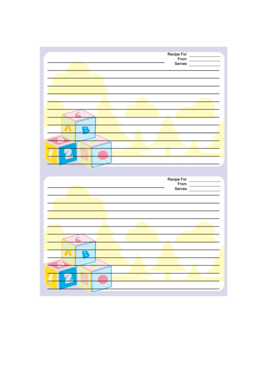Purple Blocks Recipe Card Printable pdf