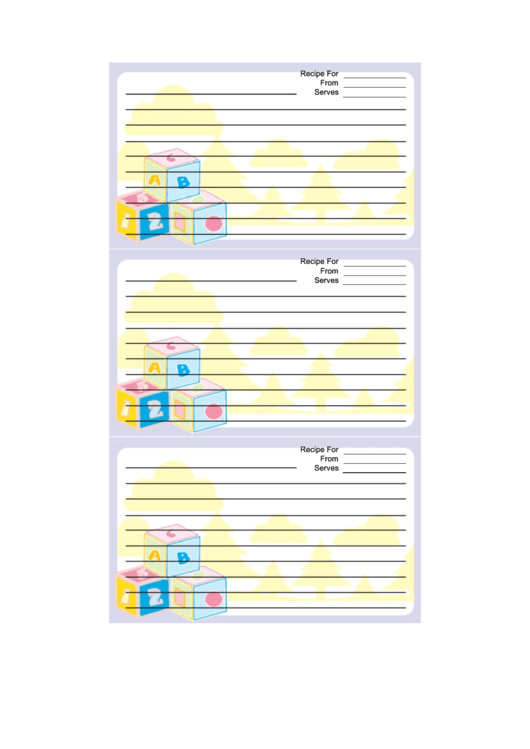 Purple Blocks Recipe Card Template Printable pdf