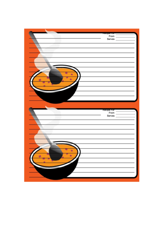 Soup Orange Recipe Card Template Printable pdf