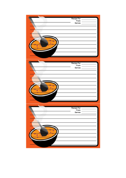 Soup Orange Recipe Card Template Printable pdf