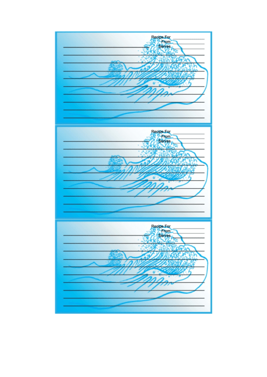 Blue Wave Recipe Card Template Printable pdf