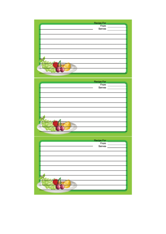 Green Fruit Recipe Card Template Printable pdf