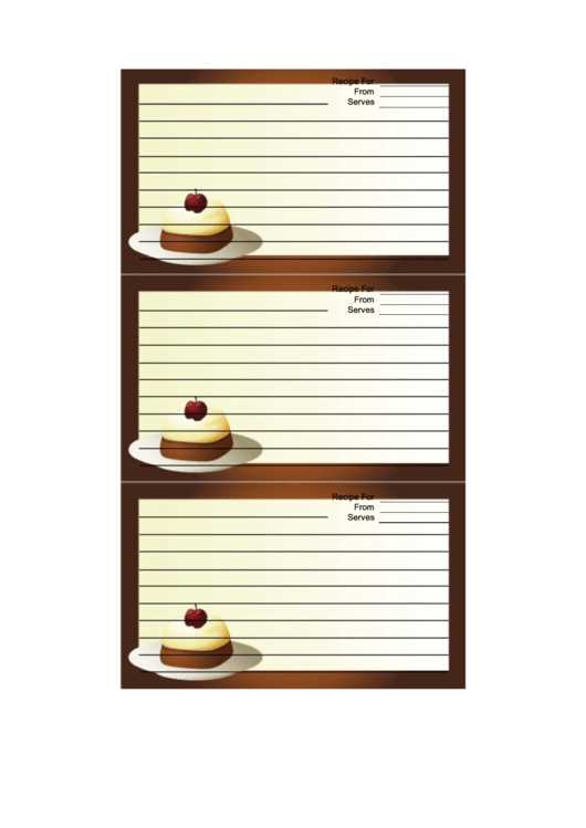 Brown Dessert Recipe Card Template Printable pdf