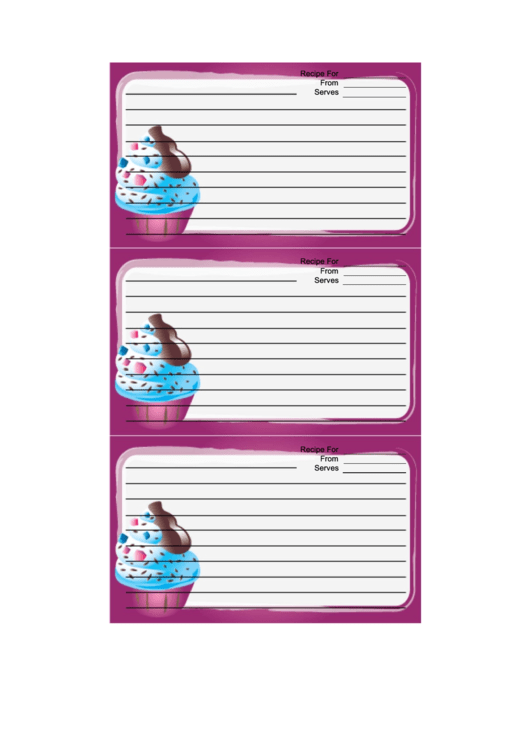 Ice Cream Sprinkles Purple Recipe Card Template Printable pdf