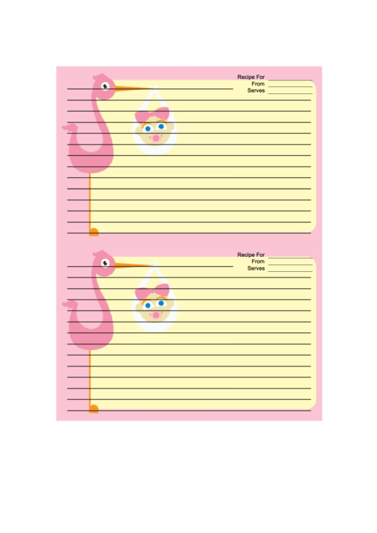 Pink Stork Recipe Card Printable pdf