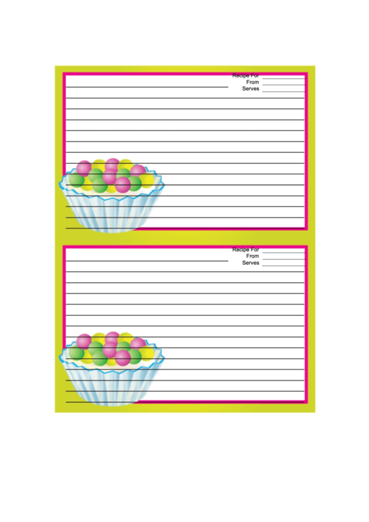 Tasty Desert Yellow Recipe Card Printable pdf