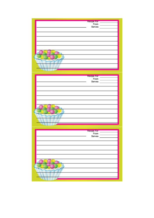 Tasty Desert Yellow Recipe Card Template Printable pdf