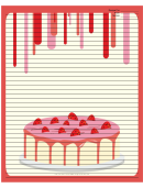Red Strawberry Cake Recipe Card 8x10