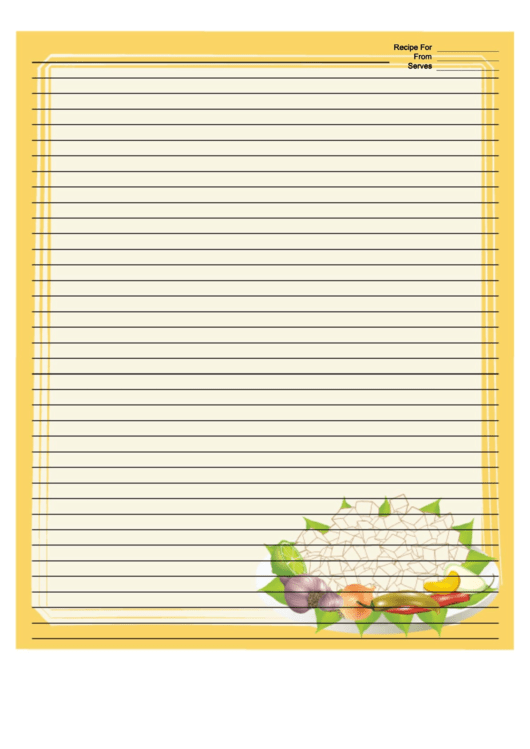 Yellow Vegetables Recipe Card 8x10 Printable pdf
