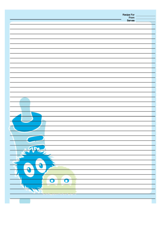 Blue Baby Bottle Monsters Recipe Card 8x10 Printable pdf