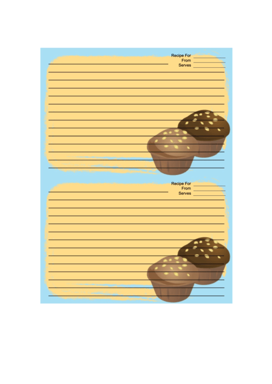 Blue Muffins Recipe Card Printable pdf