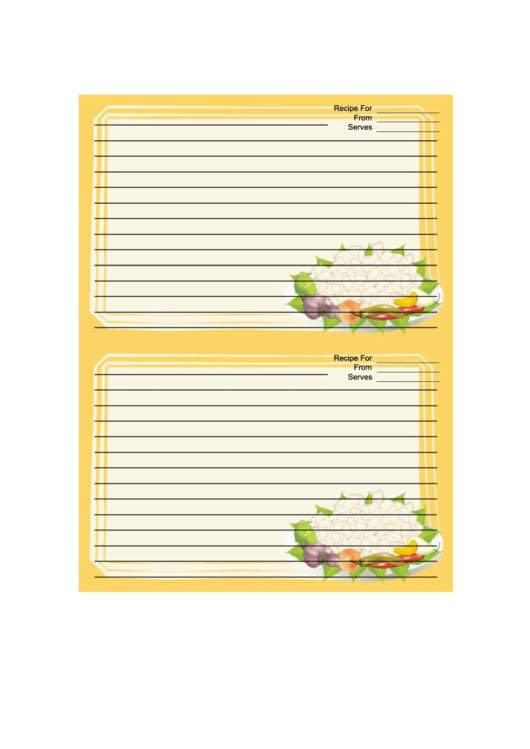 Yellow Vegetables Recipe Card Printable pdf