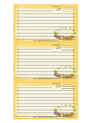 Yellow Vegetables Recipe Card Template