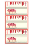 Red Strawberry Cake Recipe Card Template