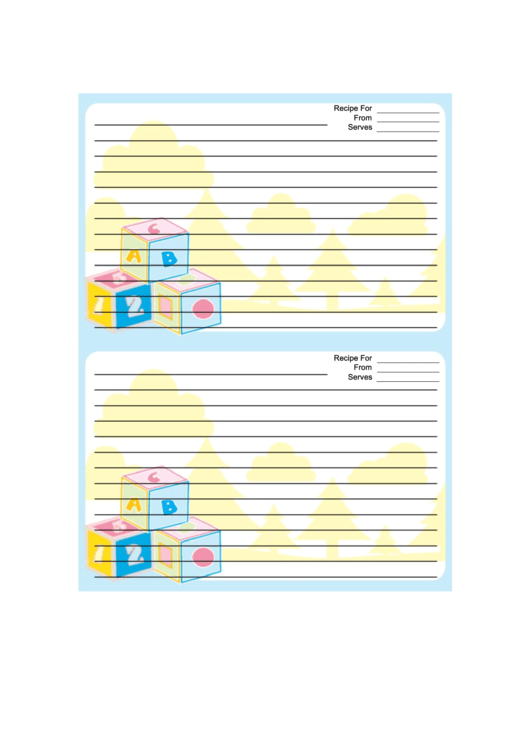 Blue Blocks Recipe Card Printable pdf