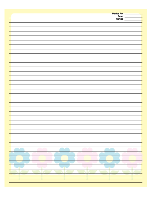 Yellow Pastel Flowers Recipe Card 8x10 Printable pdf