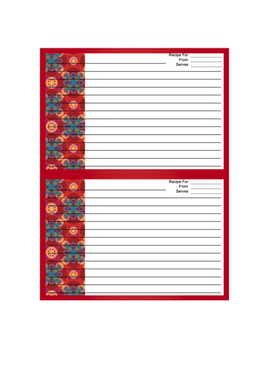 Red Orange Wallpaper Recipe Card Template Printable pdf