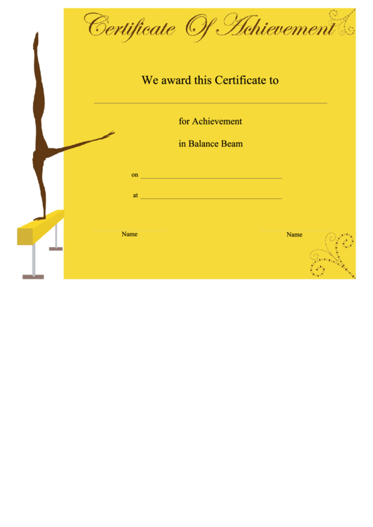 Gymnastics Balance Beam Achievement Printable pdf