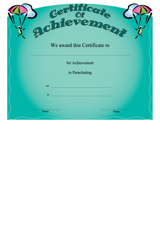 Parachuting Achievement Printable pdf