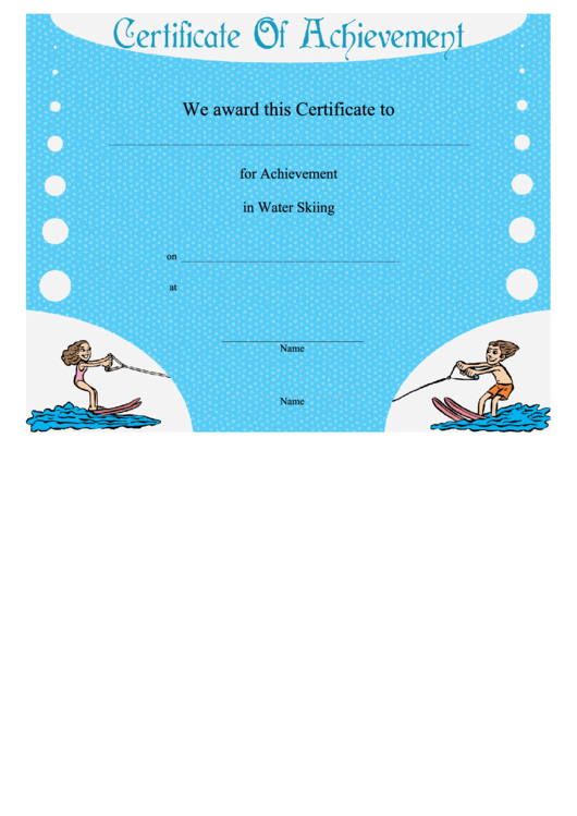 Water Skiing Achievement Printable pdf