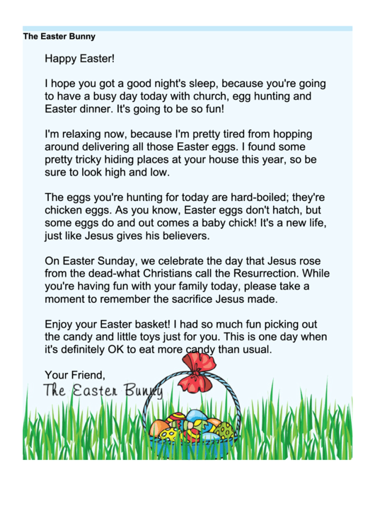 Easter Bunny Letter Template - Easter Morning Printable pdf