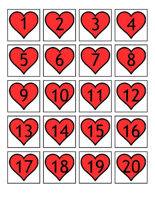 Hearts Calendar Date Tag Templates