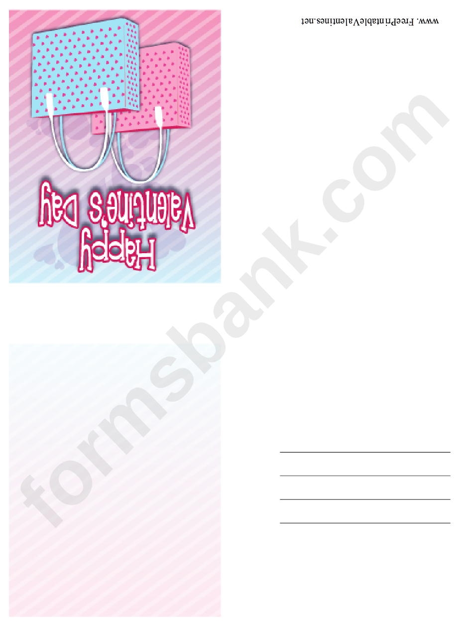 Two Bags Small Valentine Card Template