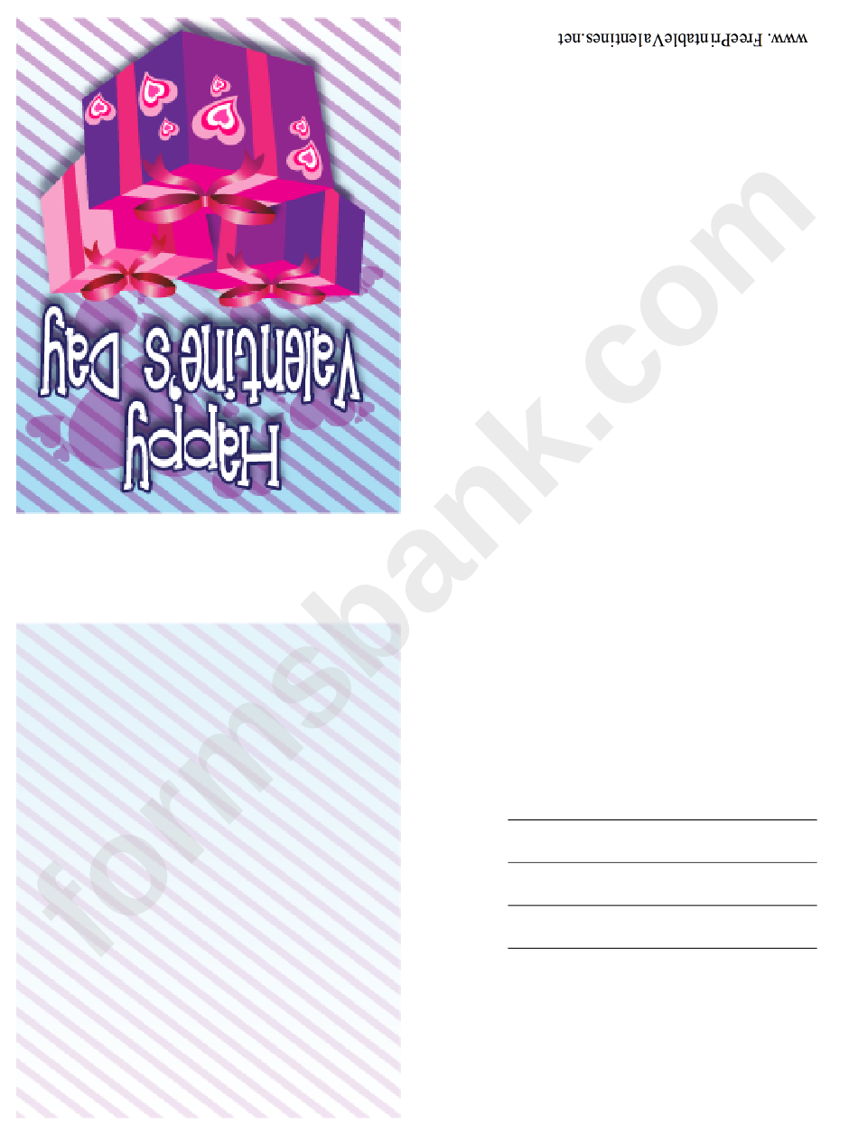 Three Gift Boxes Small Valentine Card Template