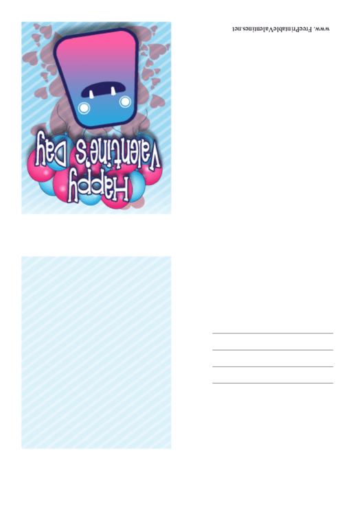 Monster Small Valentine Card Template Printable pdf