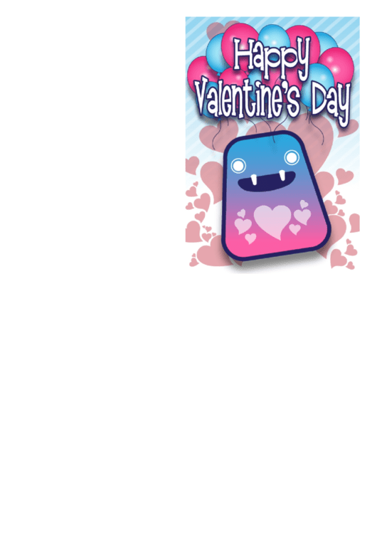 Monster Valentine Card Template Printable pdf