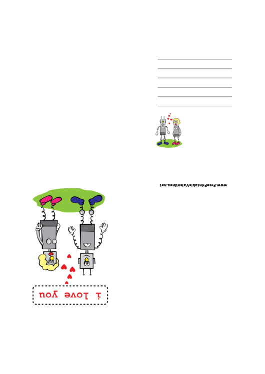 Robots Valentine Card Template Printable pdf