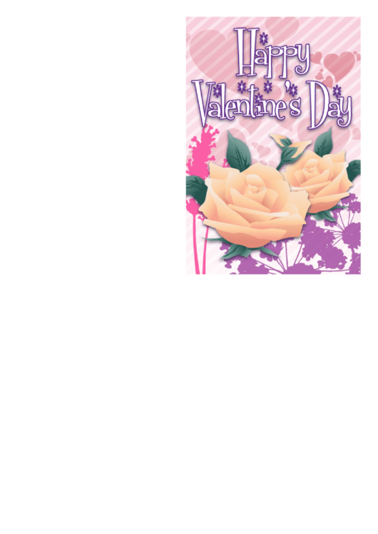 Yellow Roses Valentine Card Template Printable pdf