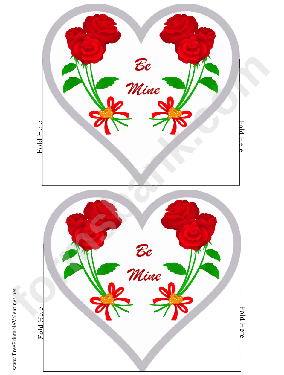 Flowers Heart-Shaped Valentines Cards Template