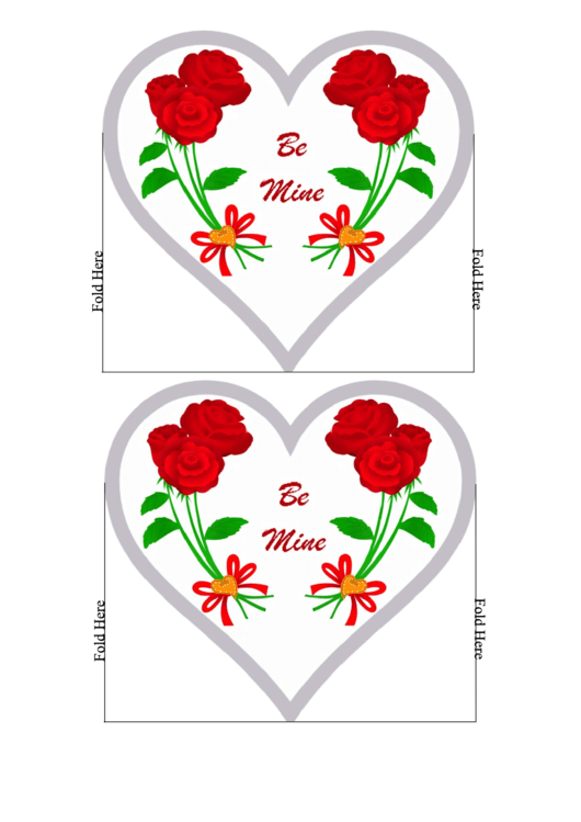Flowers Heart-Shaped Valentines Cards Template Printable pdf