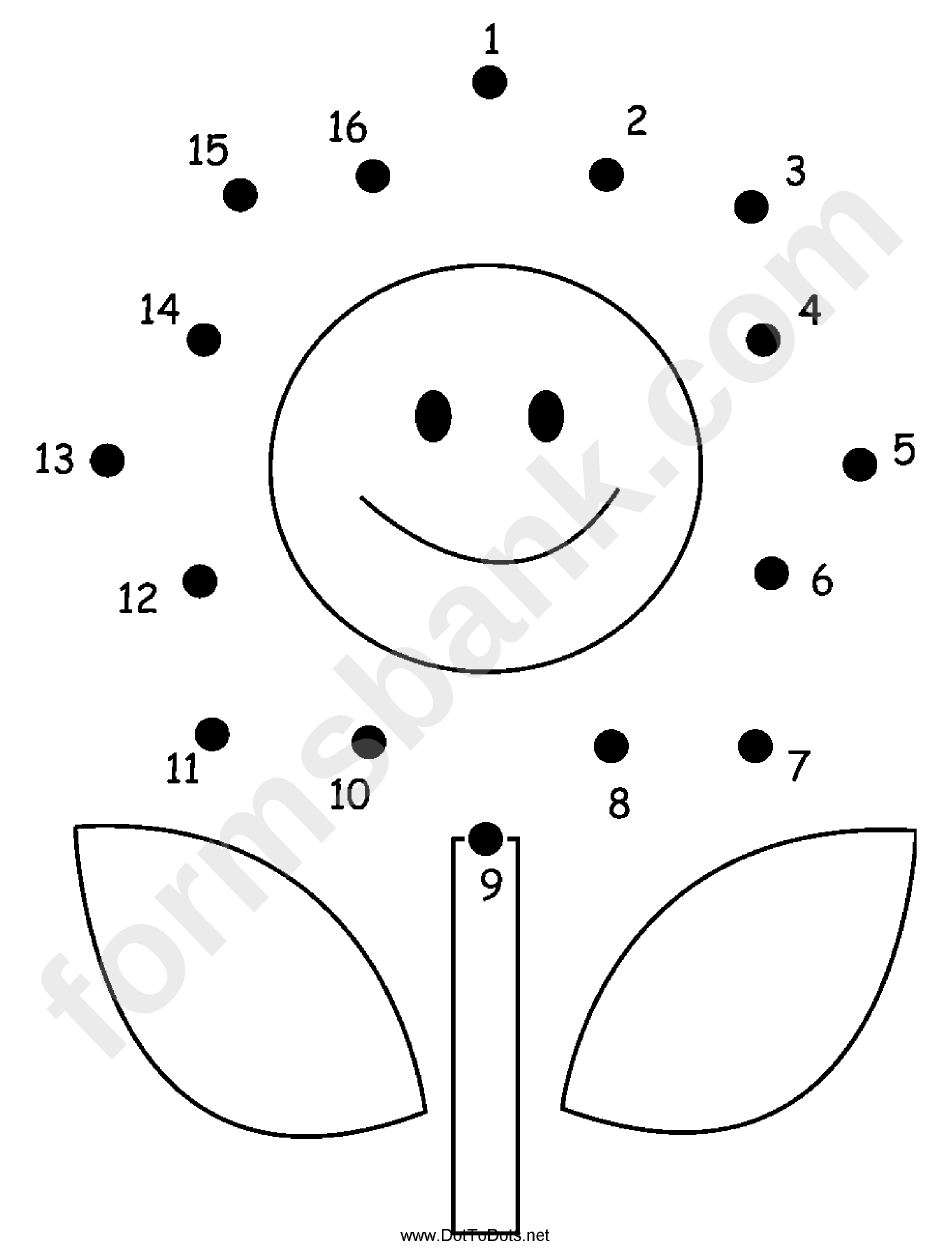 Smiling Flower Dot-To-Dot Sheet
