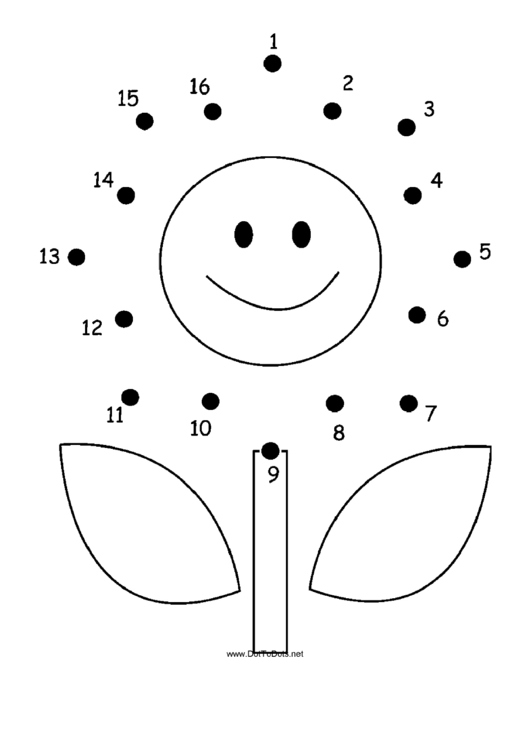 Smiling Flower Dot-To-Dot Sheet Printable pdf