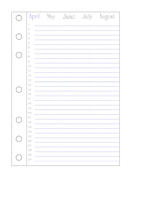 Monthly Bullet Journal Template - April Printable pdf