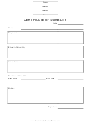 Certificate Of Disability Form