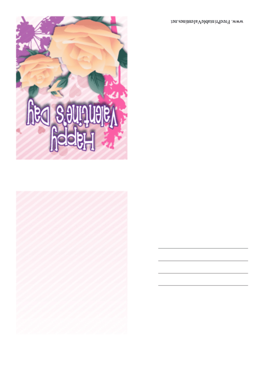 Yellow Roses Small Valentine Card Template Printable pdf