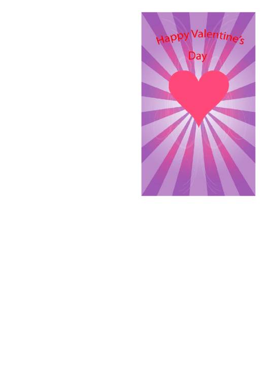 Heart And Sunburst Valentine Card Template Printable pdf