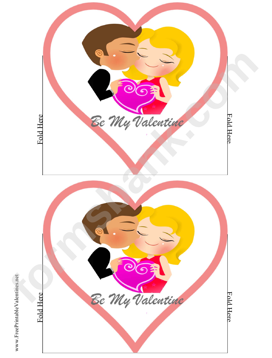 Couple Heart-Shaped Valentines Card Template