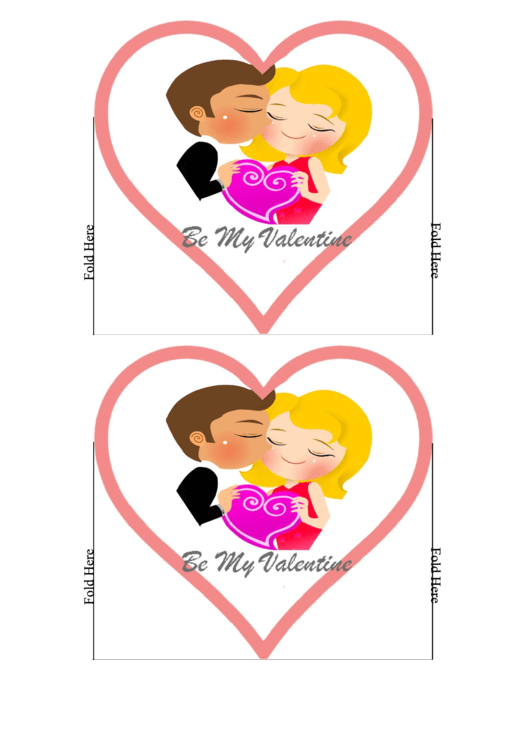 Couple Heart-Shaped Valentines Card Template Printable pdf